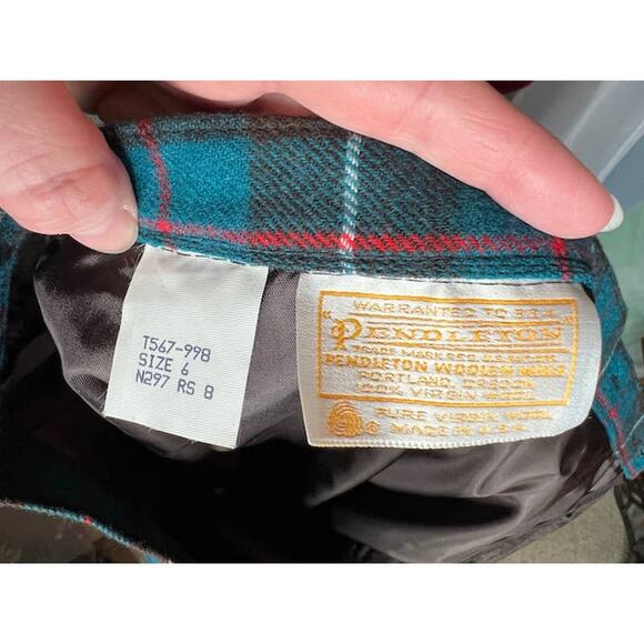 Pendleton wool plaid knee length skirt green brown red - Picture 10 of 10